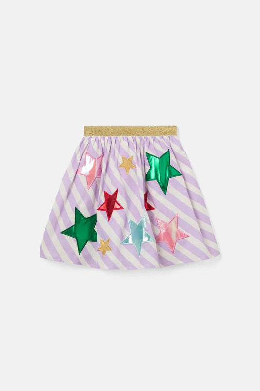 Image of a model wearing Skirts. Product name - Star Stripe Kids Skirt in Multi colour by brand - Gorman