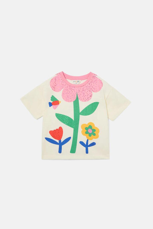Image of T-Shirts. Productname: Floral Kids Ss Tee in Cream colour by brand - Gorman