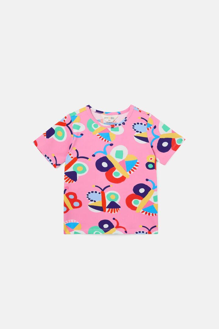 Image of T-Shirts. Product name - Butterfly Kids Ss Tee in Pink colour by brand - Gorman