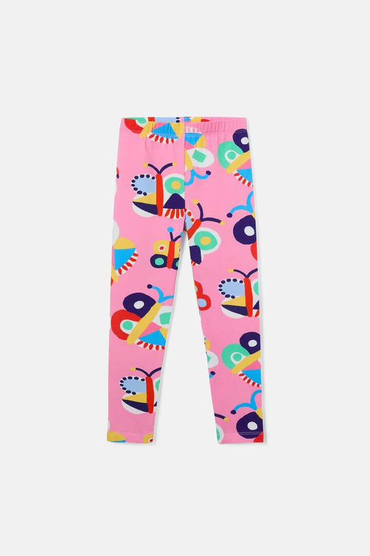 Image of a model wearing Pants. Productname: Butterfly Kids Legging in Pink colour by brand - Gorman