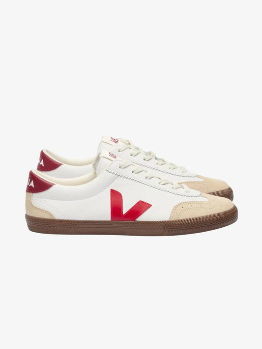 Image of Footwear. Productname: Veja Unisex Volley Leather Shoes in White Pekin Bark colour by brand - Veja