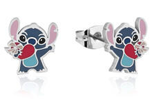 Image of Accessories. Product name - Disney Lilo and Stitch Heart Enamel Stud Earrings in colour by brand - Toymate