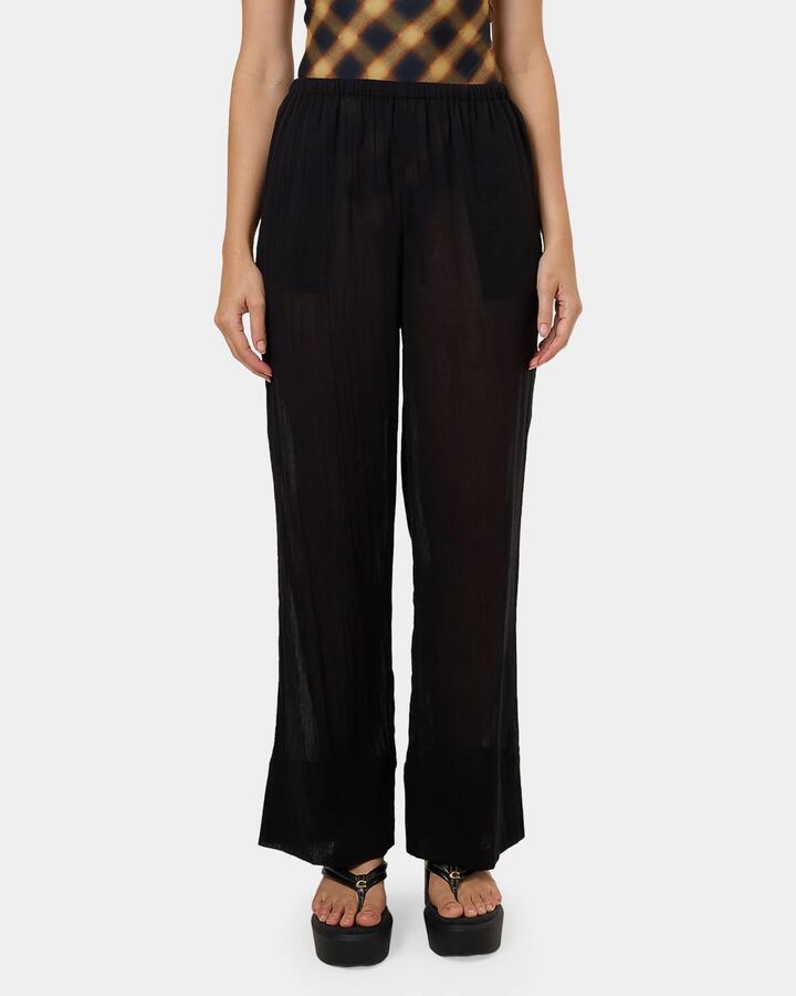 Image of a model wearing Pants. Productname: Thrills Womens Dream Land Sheer Pants Black - in Black colour by brand - Thrills