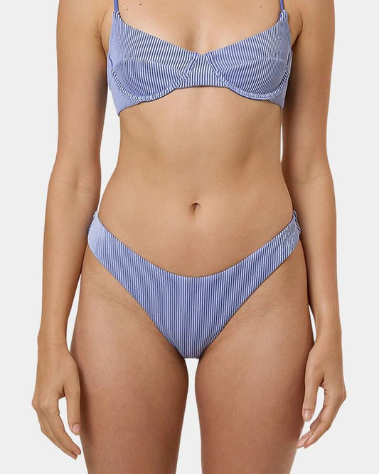 Image of Swimwear. Productname: Thrills Womens Alba Rib Classic Bikini Bottom Blue - in Blue colour by brand - Thrills