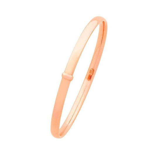 Image of Jewelry. Productname: 9kt Rose Gold Half Round Bangle in Gold colour by brand - Bevilles