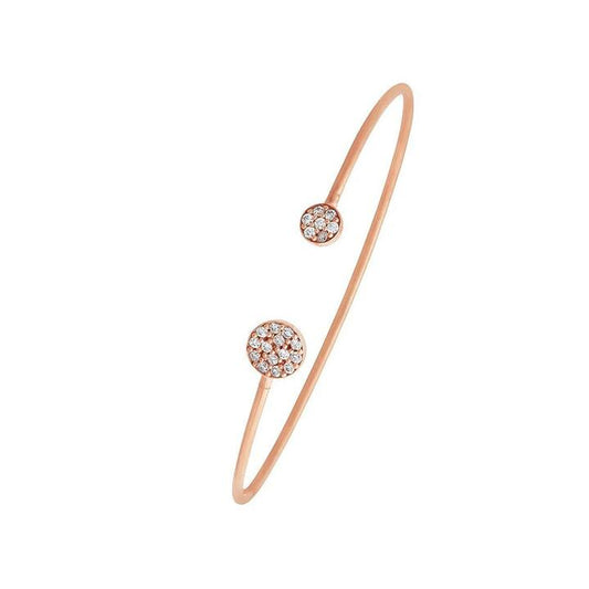 Image of Jewelry. Productname: 9kt Rose Gold Silver Infused Pave Cubic Zirconia Cuff Bangle in Gold colour by brand - Bevilles