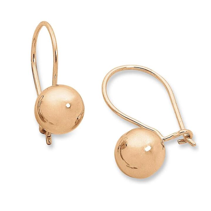 Image of Earrings. Product name - 9kt Rose Gold Bonded 9.5mm Euro Ball Earrings in colour by brand - Bevilles
