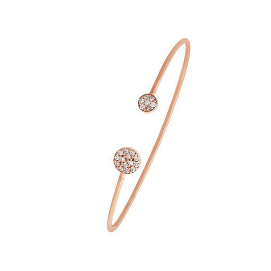 Image of Jewelry. Productname: Children's Cubic Zirconia Cuff Bangle in 9kt Rose Gold Silver Infused in Gold colour by brand - Bevilles
