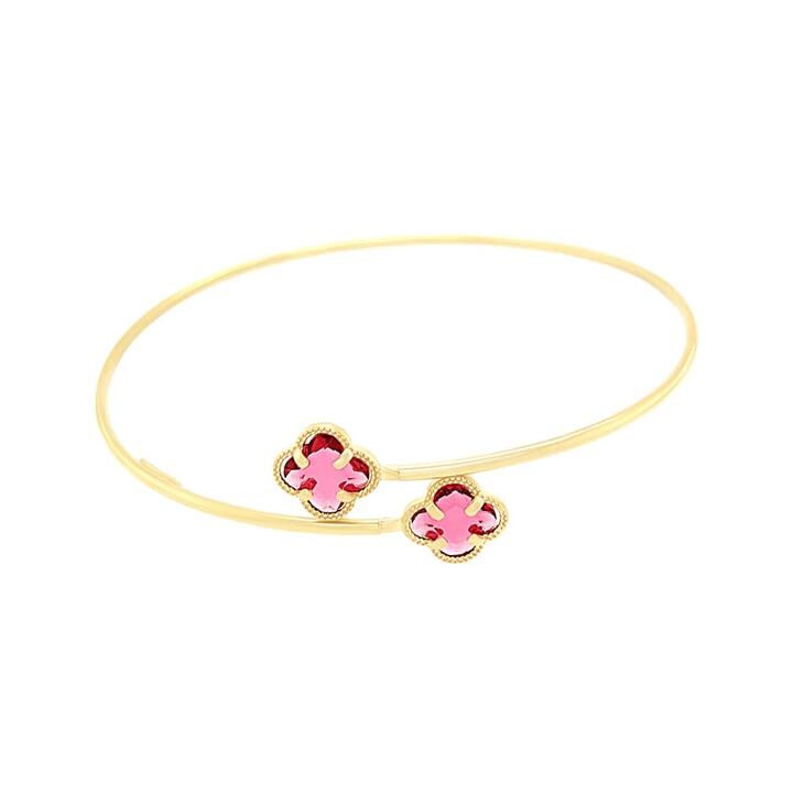 Image of Jewelry. Product name - Red Clover Bangle in 9kt Yellow Gold Bonded in colour by brand - Bevilles