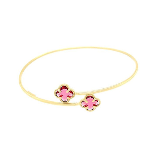Image of Jewelry. Product name - Red Clover Bangle in 9kt Yellow Gold Bonded in colour by brand - Bevilles