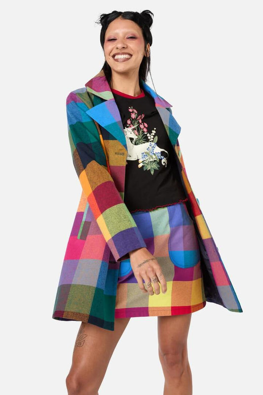 Image of a model wearing Outerwear. Productname: Snuggle Coat in Multi colour by brand - Dangerfield
