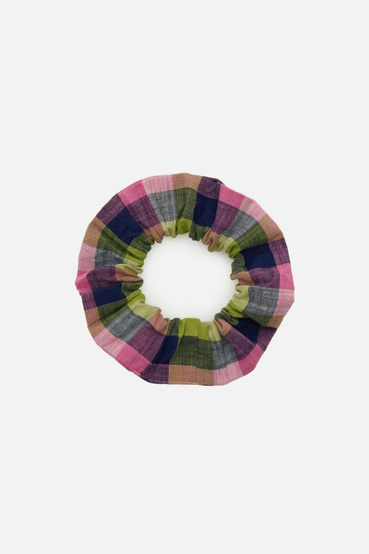 Image of Hair Accessories. Productname: Cassie Check Scrunchie in Blue colour by brand - Princess Highway