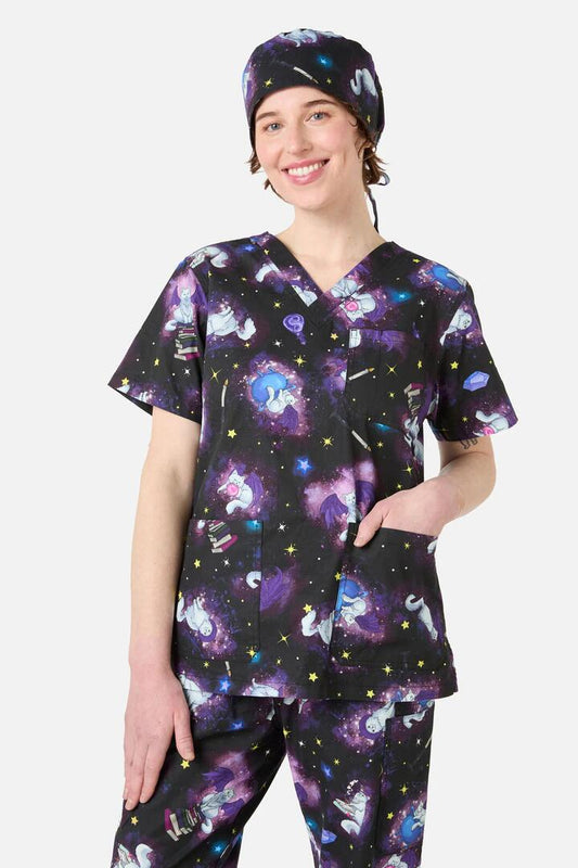 Image of Hats. Productname: Magic Cats Scrub Hat in Black colour by brand - Scrubs With Love