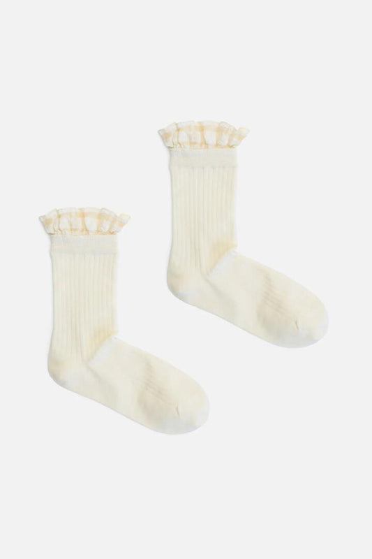 Image of Socks. Productname: Cream Rib Frill Sock in Cream colour by brand - Princess Highway