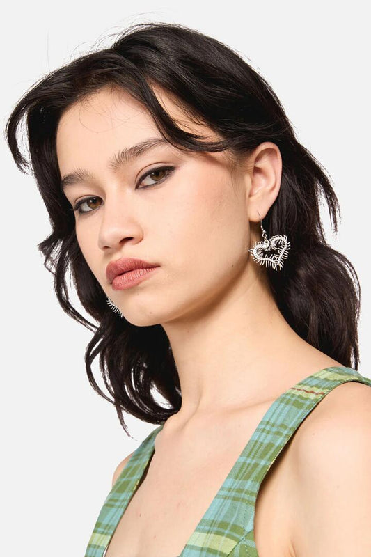 Image of Earrings. Productname: Centipede Heart Earrings in Silver colour by brand - Dangerfield
