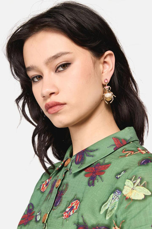 Image of Earrings. Productname: Beetle Earrings in Gold colour by brand - Dangerfield