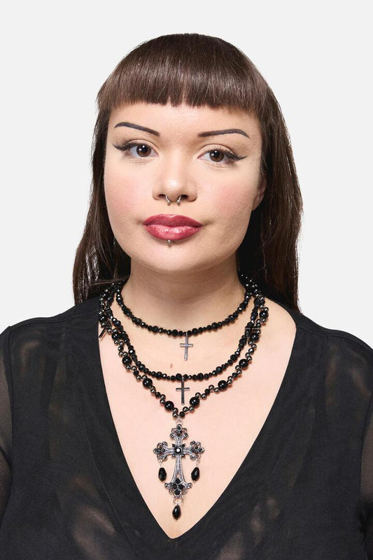 Image of Jewelry. Productname: Oversized Layered Goth Necklac in Black colour by brand - Black Friday