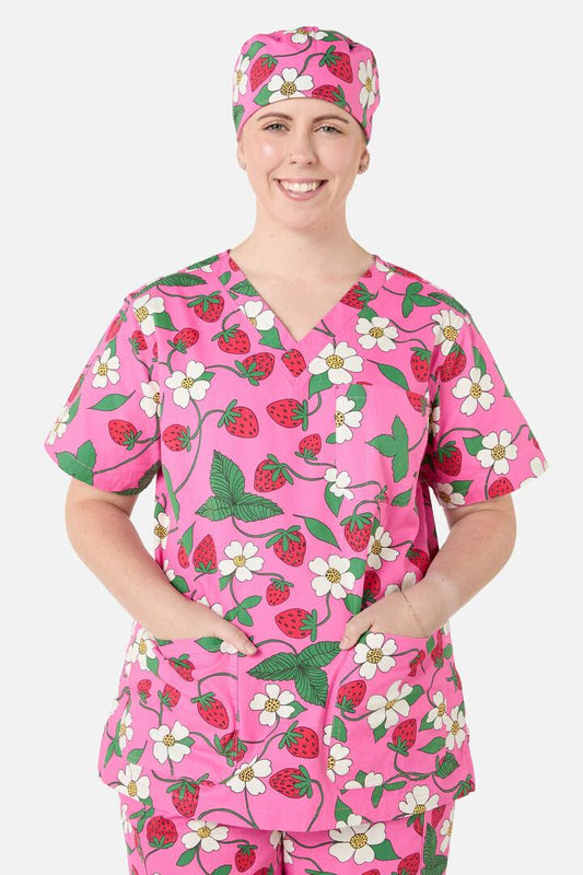 Image of Hats. Productname: Berry Cute Scrub Hat in Pink colour by brand - Scrubs With Love