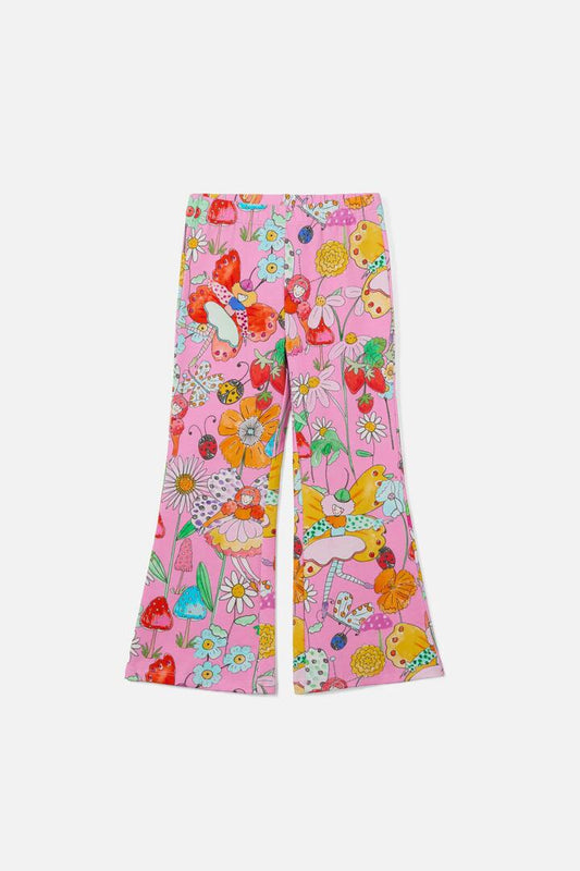 Image of a model wearing Pants. Productname: Fairies Kids Flared Legging in Pink colour by brand - Princess Highway Kids