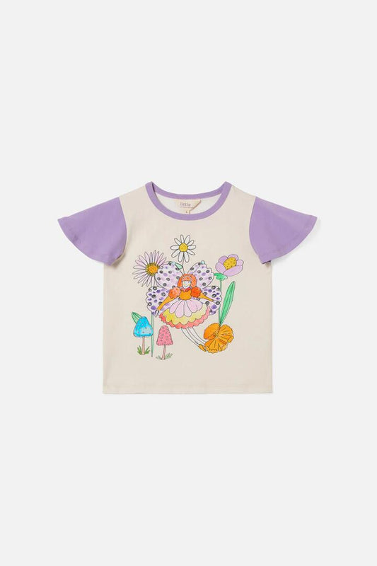 Image of a model wearing Tops. Productname: Fairy Garden Kids Tee in Multi colour by brand - Princess Highway Kids