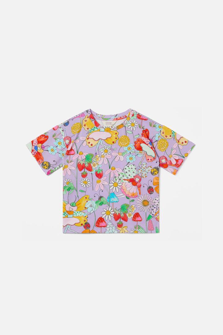 Image of a model wearing Tops. Productname: Fairies Kids SS Tee in Lilac colour by brand - Princess Highway Kids