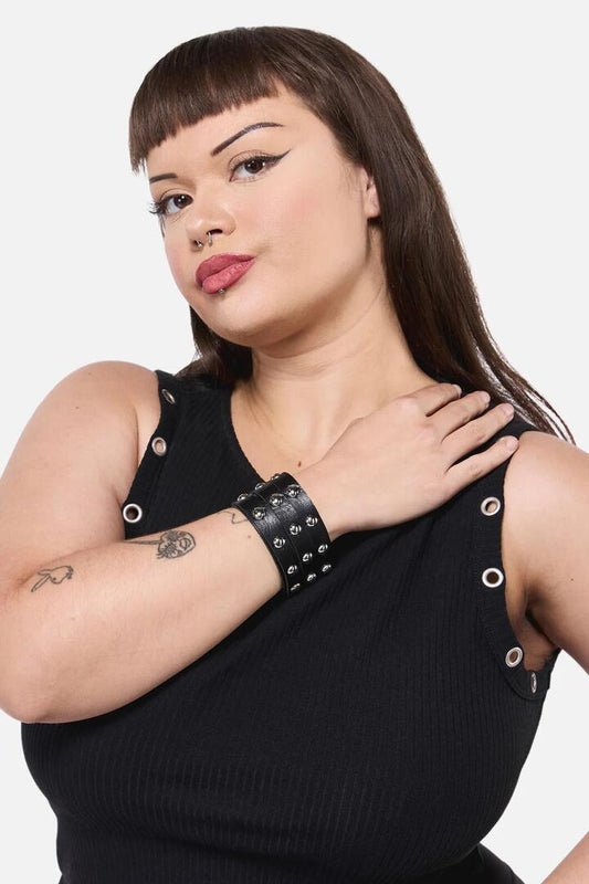 Image of Lingerie. Productname: Round Stud Wrist Band in Black colour by brand - Dangerfield