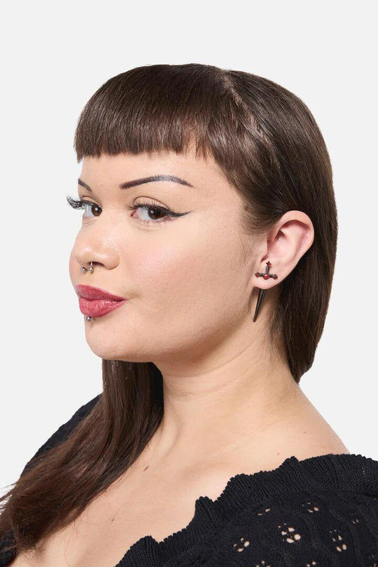Image of Earrings. Productname: Through The Ear Sword Earrings in Silver colour by brand - Dangerfield