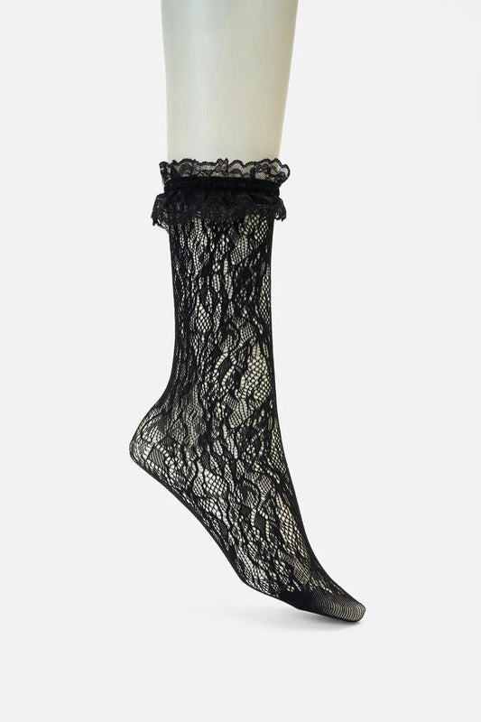 Image of Socks. Productname: Black Lace Frill Sock in Black colour by brand - Dangerfield