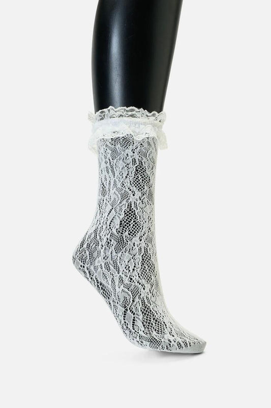 Image of Socks. Productname: White Lace Frill Sock in White colour by brand - Dangerfield