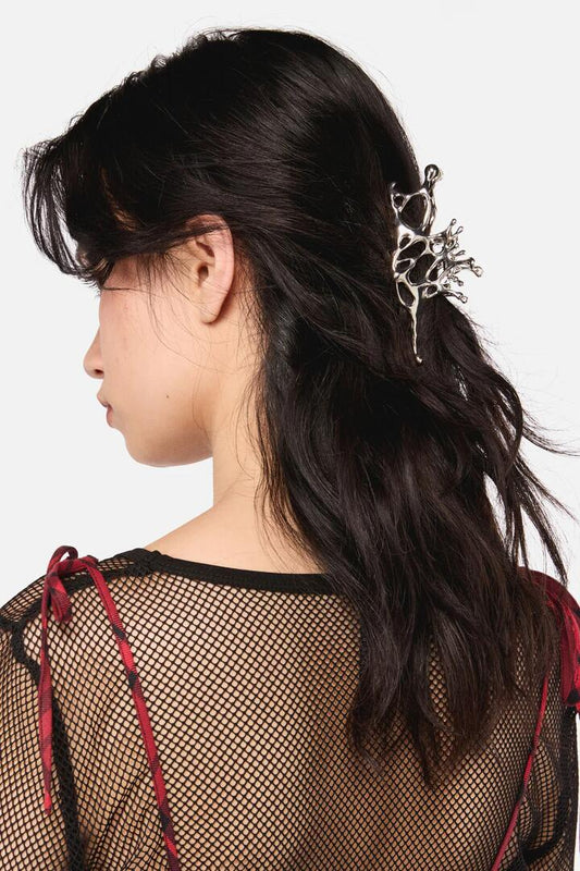 Image of Hair Accessories. Productname: Melted Claw Clip in Silver colour by brand - Black Friday