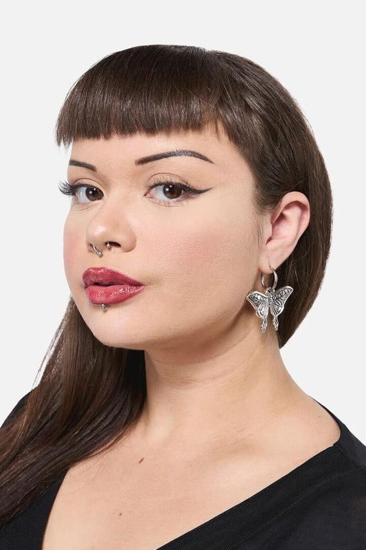 Image of Earrings. Productname: Moth Sleeper Earrings in Silver colour by brand - Black Friday