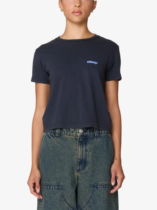 Image of a model wearing Tops. Productname: Obey Speed Tee in Black colour by brand - Obey