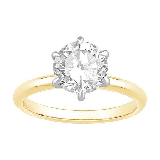 Image of Jewelry. Productname: 2.00ct Laboratory Grown Diamond Six Claw Solitaire Ring in 18kt Yellow Gold in Diamond colour by brand - Bevilles