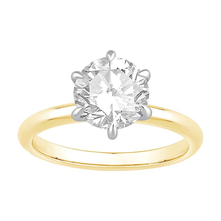 Image of Rings. Product name - 2.00ct Laboratory-Grown Diamond Six Claw Solitaire Ring in 18kt Yellow Gold in colour by brand - Bevilles
