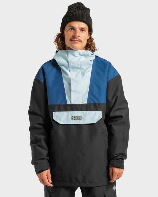 Image of a model wearing Outerwear. Productname: DC Shoes Mens Dc-43 Anorak Snow Jacket Black - in Black colour by brand - DC Shoes