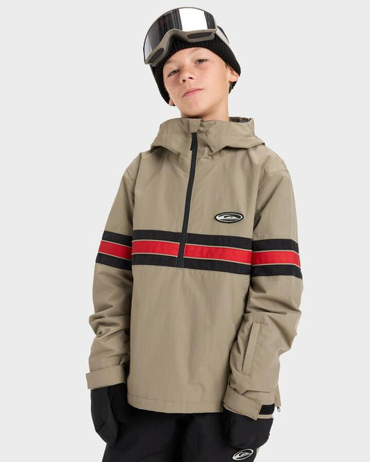 Image of a model wearing Outerwear. Productname: Quiksilver Boys 8-16 Steeze Snow Jacket Fallen Rock - in Fallen Rock colour by brand - Quiksilver