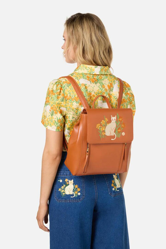 Image of Bags. Productname: Cat & Flora Embroidery Backpack in Tan colour by brand - Princess Highway