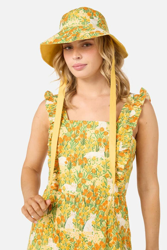 Image of Hats. Productname: Cat & Flora Reversible Hat in Yellow colour by brand - Princess Highway