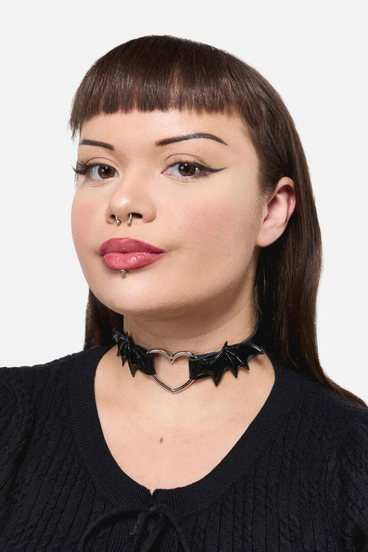 Image of Jewelry. Productname: Bat Wing Choker in Black colour by brand - Dangerfield