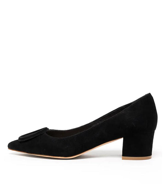 Image of Heels. Productname: Ameerie Black Suede Heels in Black colour by brand - MIDAS