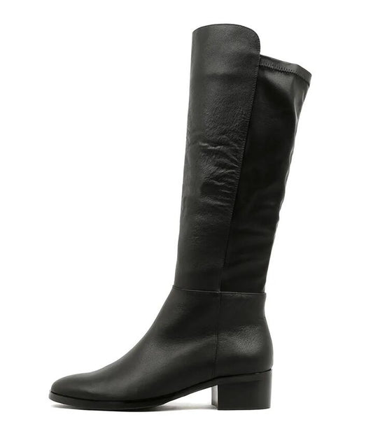 Image of Boots. Productname: Tataley Black Leather Knee High Boots in BLACK colour by brand - MIDAS