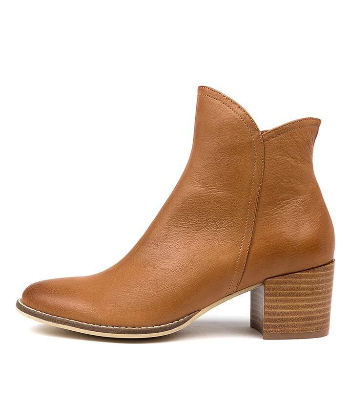 Image of Boots. Productname: Mocker Tan Leather Ankle Boots in TAN colour by brand - MIDAS