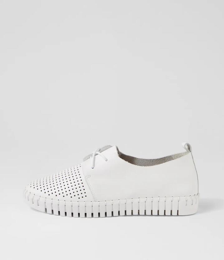 Image of Sneakers. Productname: Husto White Leather Sneakers in WHITE colour by brand - MIDAS