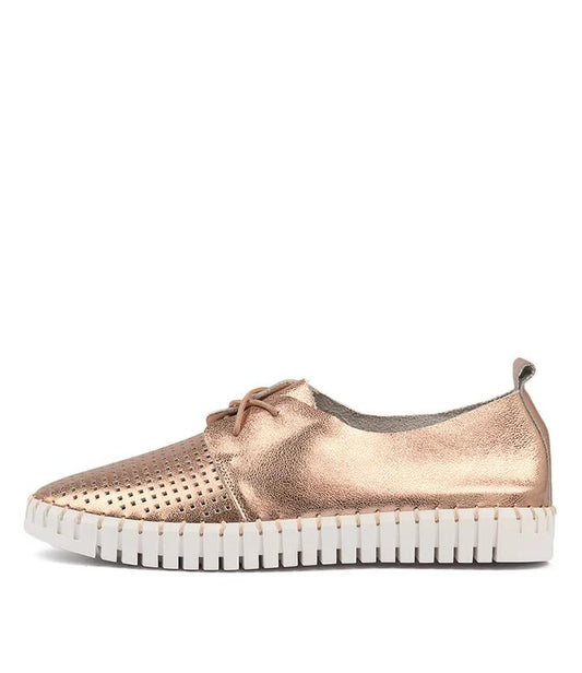 Image of Sneakers. Productname: Husto Rose Gold Leather Sneakers in ROSE GOLD colour by brand - MIDAS