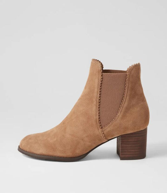 Image of Boots. Productname: Belle Light Choc Suede Chelsea Boots in LT CHOC-CHOC HEEL colour by brand - MIDAS