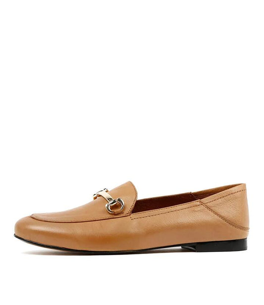 Image of Flats. Productname: Ginnas Tan Leather Loafers in TAN colour by brand - MIDAS