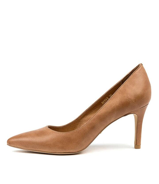 Image of Heels. Productname: Berri Tan Leather Pump Heels in Tan colour by brand - MIDAS