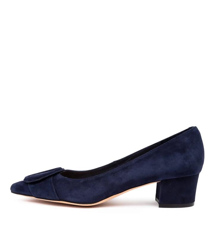 Image of Heels. Productname: Ameerie Navy Suede Heels in Navy colour by brand - MIDAS
