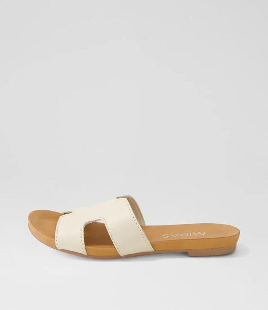 Image of Slippers. Productname: Jevon Milk Leather Slides in MILK colour by brand - MIDAS