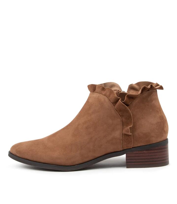 Image of Boots. Productname: Pretti Light Choc Suede Ankle Boots in LT CHOC colour by brand - MIDAS